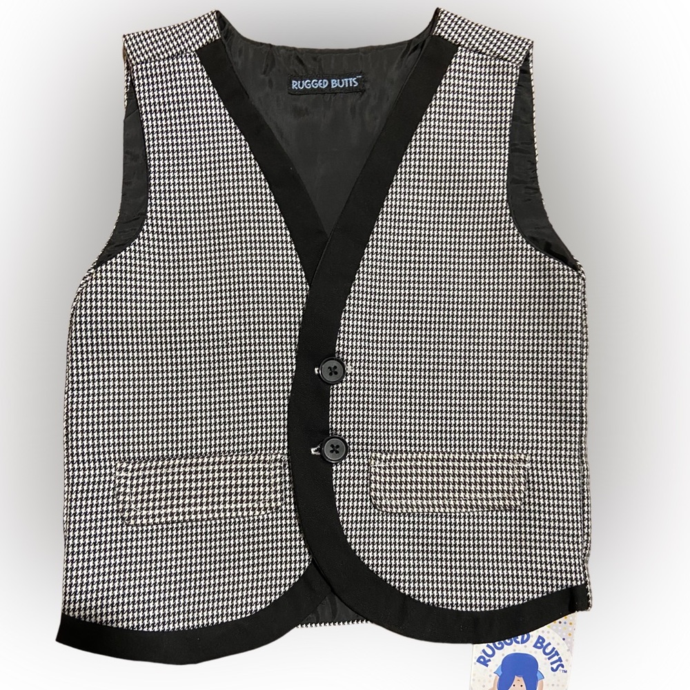 Boys Black and White Vest Seesucker Rugged Butts 18-24m